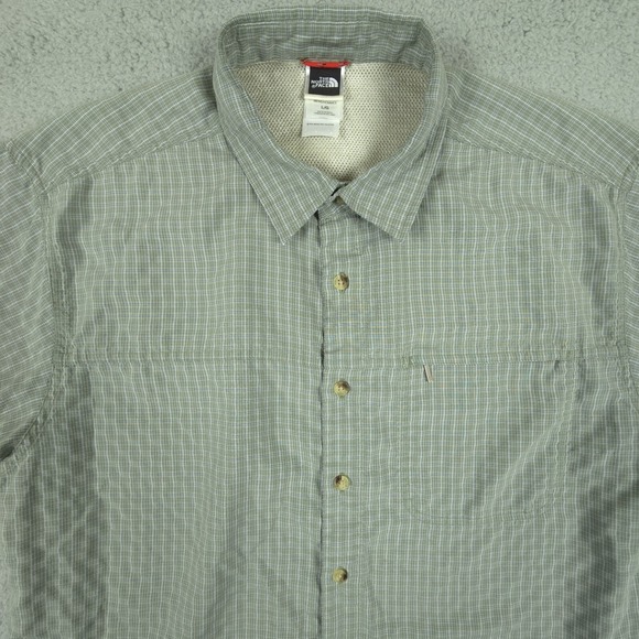 The‎ North Face Mens Large Hiking Style Green Check Short Sleeve Button Shirt - Picture 3 of 15